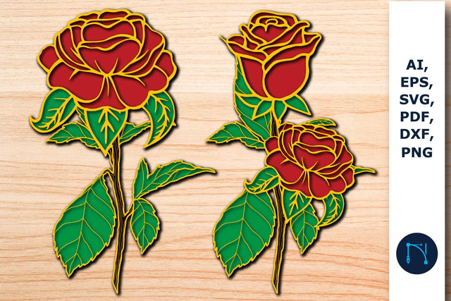 Layer paper cut rose flower SVG Bundle SVG MD JOYNAL ABDIN 
