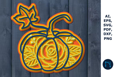 Layer Pumpkin paper/laser cut 3d SVG Layered Pumpkin, 3D SVG cut file, laser-cut Pumpkin, mandala number, 5 layer SVG MD JOYNAL ABDIN 
