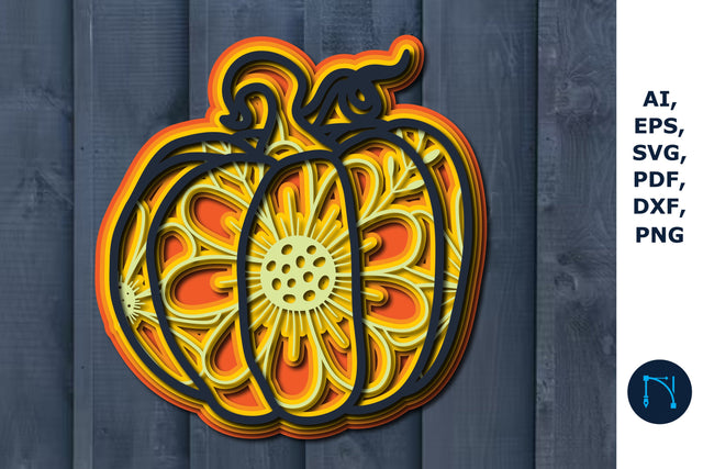 Layer Pumpkin paper/laser cut 3d SVG Layered Pumpkin, 3D SVG cut file, laser-cut Pumpkin, mandala number, 5 layer SVG MD JOYNAL ABDIN 