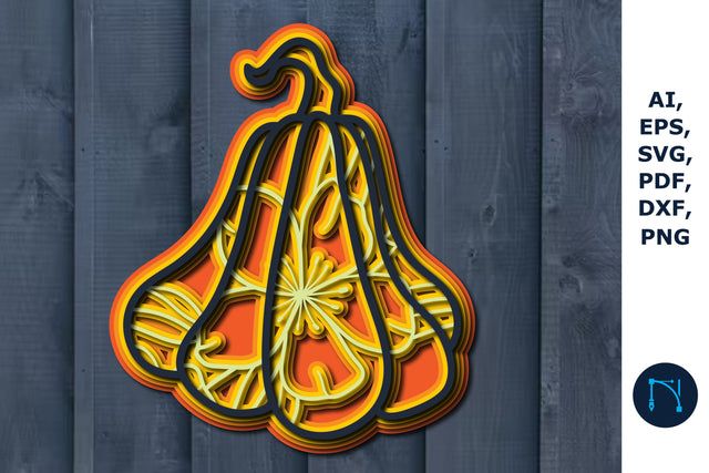 Layer Pumpkin paper/laser cut 3d SVG Layered Pumpkin, 3D SVG cut file, laser-cut Pumpkin, mandala number, 5 layer SVG MD JOYNAL ABDIN 
