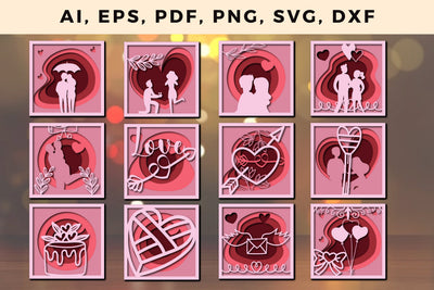 Layer valentine craft 3d SVG cut File, Multilayer Laser Cut Files, SVG, 3D Designs, Mini Design Bundles SVG MD JOYNAL ABDIN 