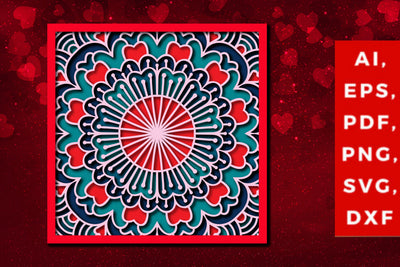 layer valentine mandala 3d SVG cut file SVG MD JOYNAL ABDIN 