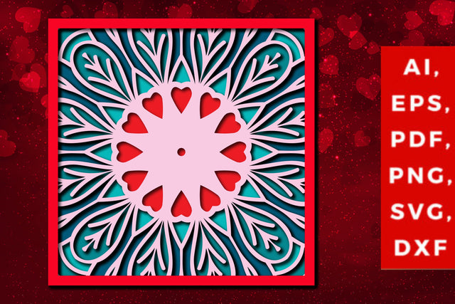 layer valentine mandala 3d SVG cut file SVG MD JOYNAL ABDIN 