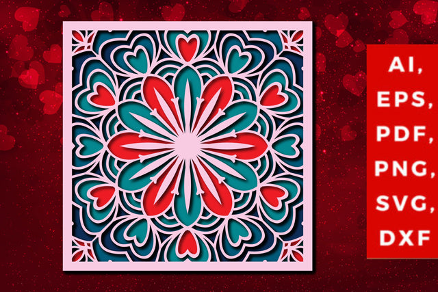 layer valentine mandala 3d SVG cut file SVG MD JOYNAL ABDIN 