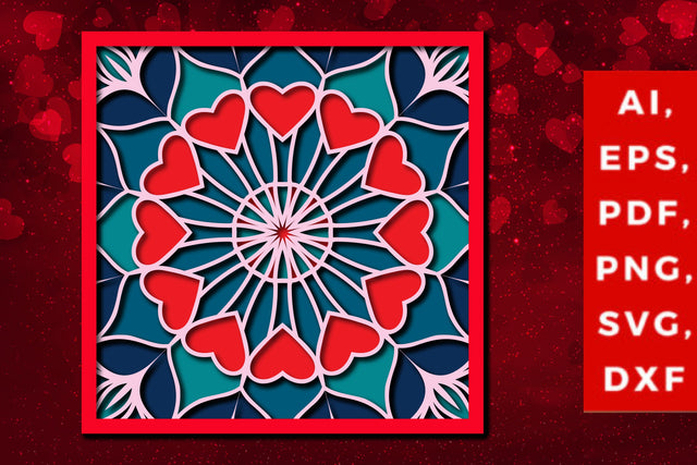 layer valentine mandala 3d SVG cut file SVG MD JOYNAL ABDIN 