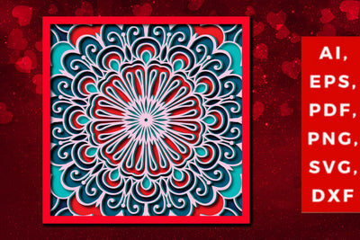layer valentine mandala 3d SVG cut file SVG MD JOYNAL ABDIN 