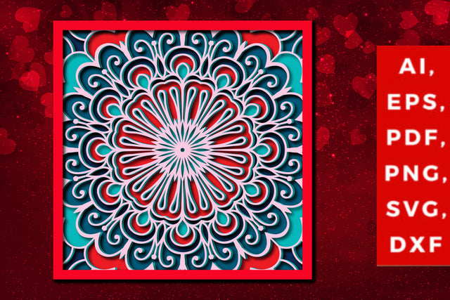 layer valentine mandala 3d SVG cut file SVG MD JOYNAL ABDIN 