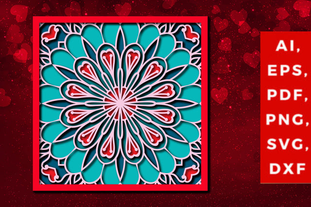 layer valentine mandala 3d SVG cut file SVG MD JOYNAL ABDIN 