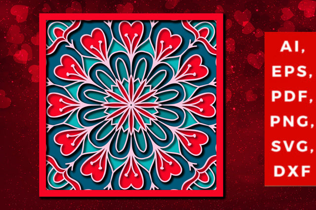 layer valentine mandala 3d SVG cut file SVG MD JOYNAL ABDIN 