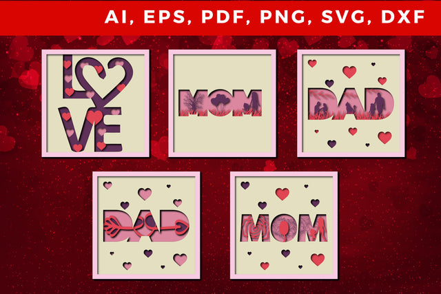 Layer valentine mom & dad 3d SVG bundle SVG MD JOYNAL ABDIN 