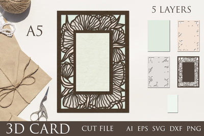 Layered 3d card svg, Papercut wedding invitation for cricut 3D Paper AnastasiyaArtDesign 