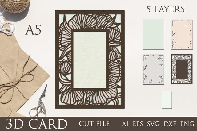 Layered 3d card svg, Papercut wedding invitation for cricut 3D Paper AnastasiyaArtDesign 