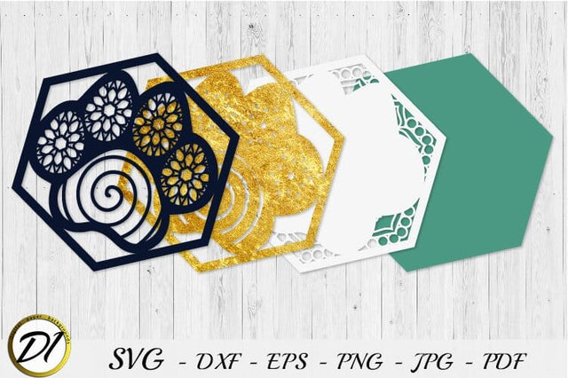 Layered 3D Paw Mandala SVG File. Dogs SVG SVG Evgenyia Guschina 