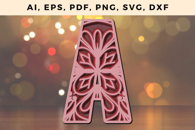 Layered Alphabet A Letter 3D Mandala Svg SVG MD JOYNAL ABDIN 