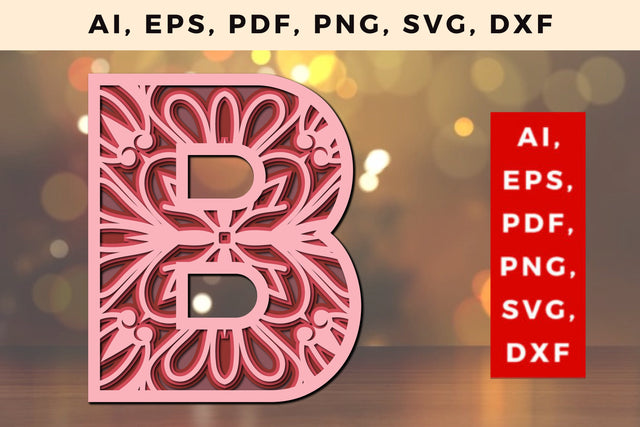 Layered Alphabet b Letter 3D Mandala Svg SVG MD JOYNAL ABDIN 
