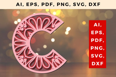 Layered Alphabet c Letter 3D Mandala Svg SVG MD JOYNAL ABDIN 