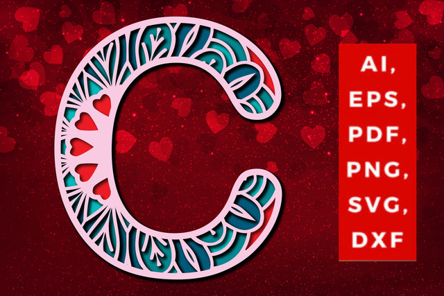 Layered Alphabet c Letter valentine Svg SVG MD JOYNAL ABDIN 
