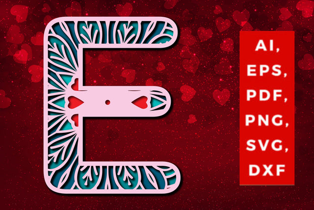 Layered Alphabet E Letter valentine Svg SVG MD JOYNAL ABDIN 