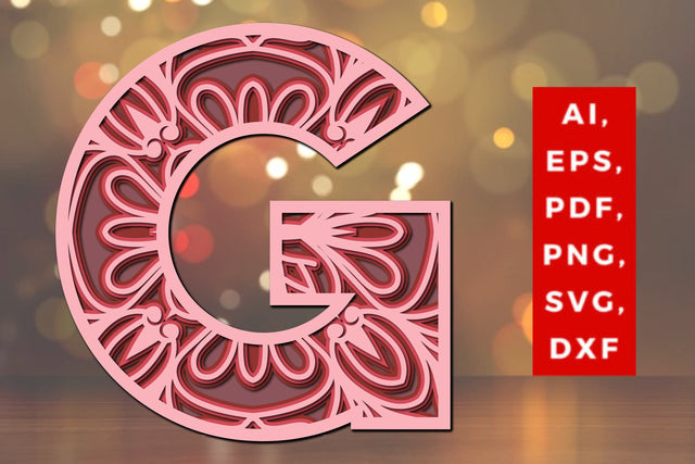 Layered Alphabet F Letter 3D Mandala Svg SVG MD JOYNAL ABDIN 