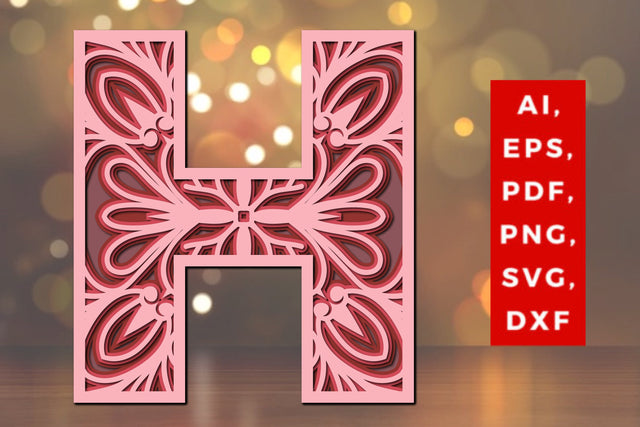 Layered Alphabet H Letter 3D Mandala Svg SVG MD JOYNAL ABDIN 