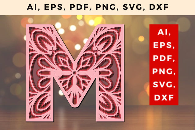 Layered Alphabet M Letter 3D Mandala Svg SVG MD JOYNAL ABDIN 