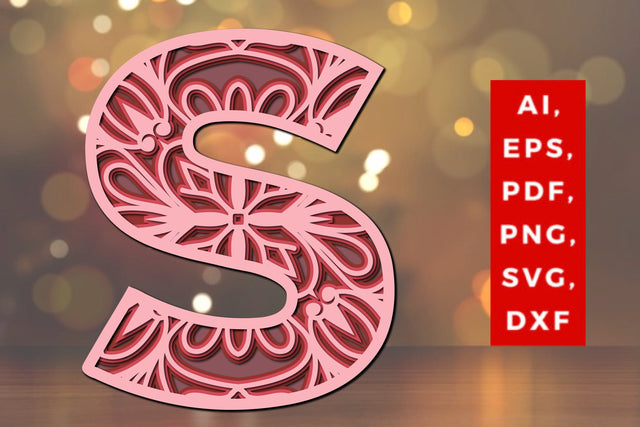 Layered Alphabet S Letter 3D Mandala Svg SVG MD JOYNAL ABDIN 