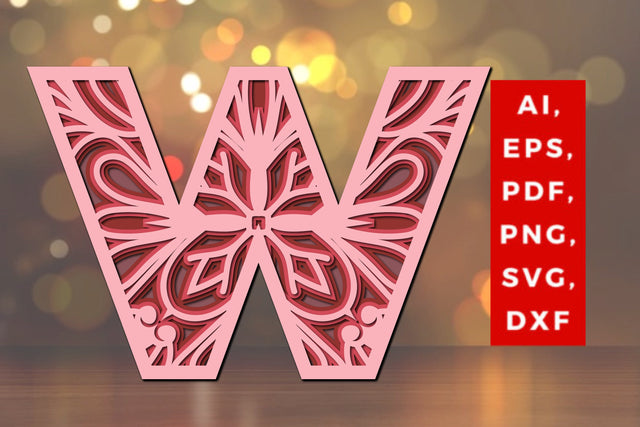 Layered Alphabet W Letter 3D Mandala Svg SVG MD JOYNAL ABDIN 