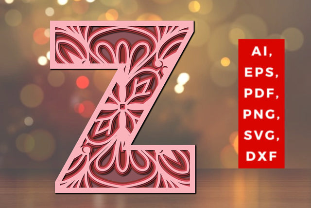 Layered Alphabet Z Letter 3D Mandala Svg SVG MD JOYNAL ABDIN 