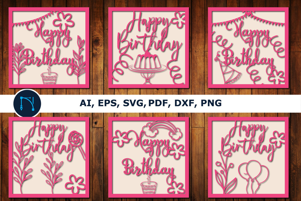 Layered Birthday card paper cut design - So Fontsy