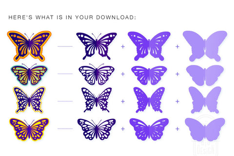 Layered Butterflies SVG | 4 Butterfly Paper Cut SVG Designs SVG Big Design &Co 