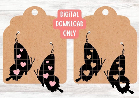 Layered Butterfly Heart Earrings SVG Cut File, Laser Earring Cut File for Glowforge SVG Apple Grove Designs 