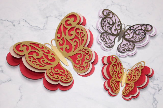 Layered butterfly svg, 3D paper butterfly template, Butterfly wall decor SVG CuttingLineStore 