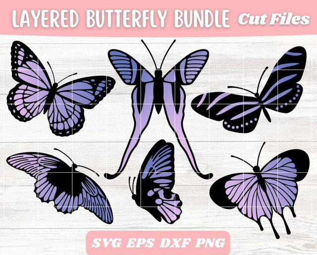 Layered Butterfly SVG Bundle, Butterflies Cut File, Digital Download SVG Apple Grove Designs 