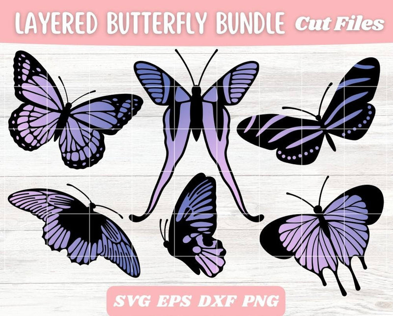 Layered Butterfly SVG Bundle, Butterflies Cut File, Digital Download SVG Apple Grove Designs 