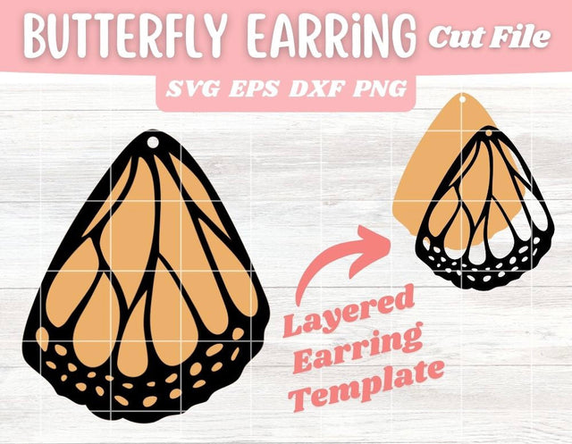 Layered Butterfly Wing Earrings SVG Cut File, Laser Earring Cut File for Glowforge SVG Apple Grove Designs 