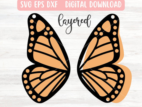 Layered Butterfly Wing Earrings SVG Cut File, Laser Earring Cut File for Glowforge SVG Apple Grove Designs 