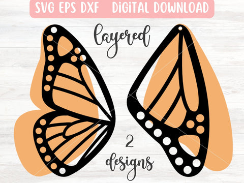 Layered Butterfly Wing Earrings SVG Cut File, Laser Earring Cut File for Glowforge SVG Apple Grove Designs 