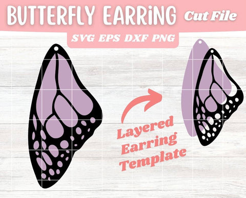 Layered Butterfly Wing Earrings SVG Cut File, Laser Earring Cut File for Glowforge SVG Apple Grove Designs 