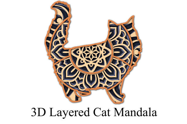 Layered Cat Mandala SVG SVG Digital Honeybee 