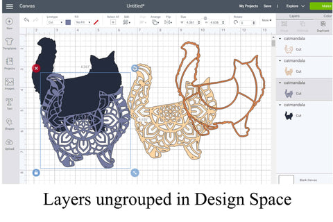 Layered Cat Mandala SVG SVG Digital Honeybee 