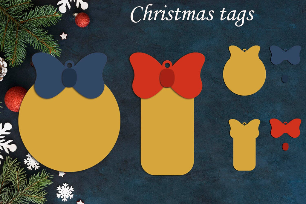 Layered Christmas gift tags, Holiday labels svg papercut template - So ...