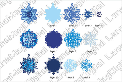 Layered christmas ornaments svg Mandala Christmas decor svg SVG LanaMagDigital 