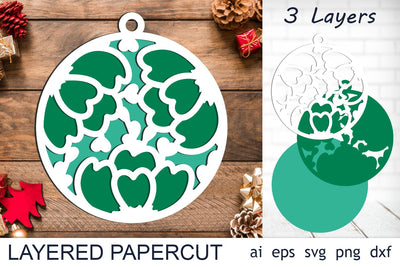 Layered christmas tree decor, 3d papercut flower ornament svg 3D Paper AnastasiyaArtDesign 