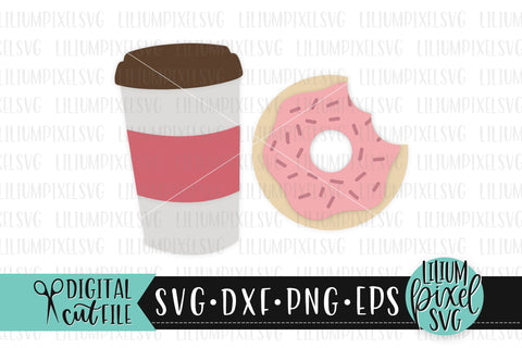 Layered Coffee Cup and Donut- Summer SVG SVG Lilium Pixel SVG 