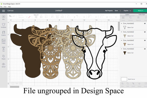 Layered Cow Head Mandala SVG SVG Digital Honeybee 