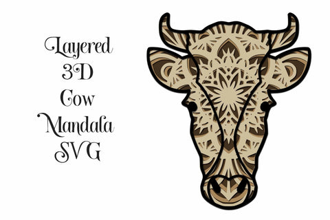 Layered Cow Head Mandala SVG SVG Digital Honeybee 