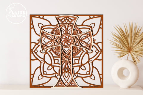 Layered CROSS Religious Cutting File SVG Multilayer Laser Cut Files, Mandala, SVG, 3D Designs SVG LaserCutano 