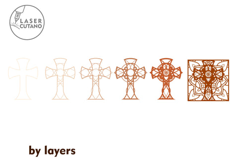 Layered CROSS Religious Cutting File SVG Multilayer Laser Cut Files, Mandala, SVG, 3D Designs SVG LaserCutano 