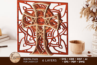 Layered CROSS Religious Cutting File SVG Multilayer Laser Cut Files, Mandala, SVG, 3D Designs SVG LaserCutano 