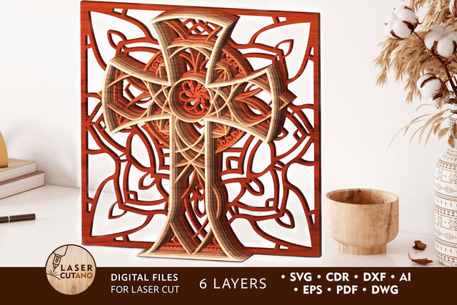 Layered CROSS Religious Cutting File SVG Multilayer Laser Cut Files, Mandala, SVG, 3D Designs SVG LaserCutano 